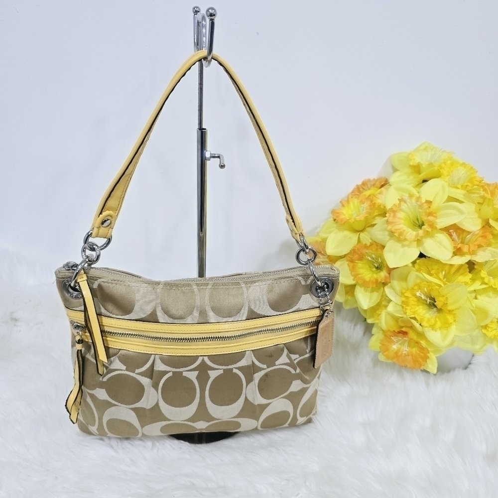 Coach yellow and tan satchel bag